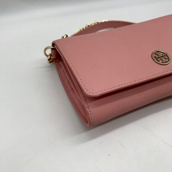 Tory Burch Pink Saffiano Leather Robinson Chain Crossbody - Picture 7 of 10
